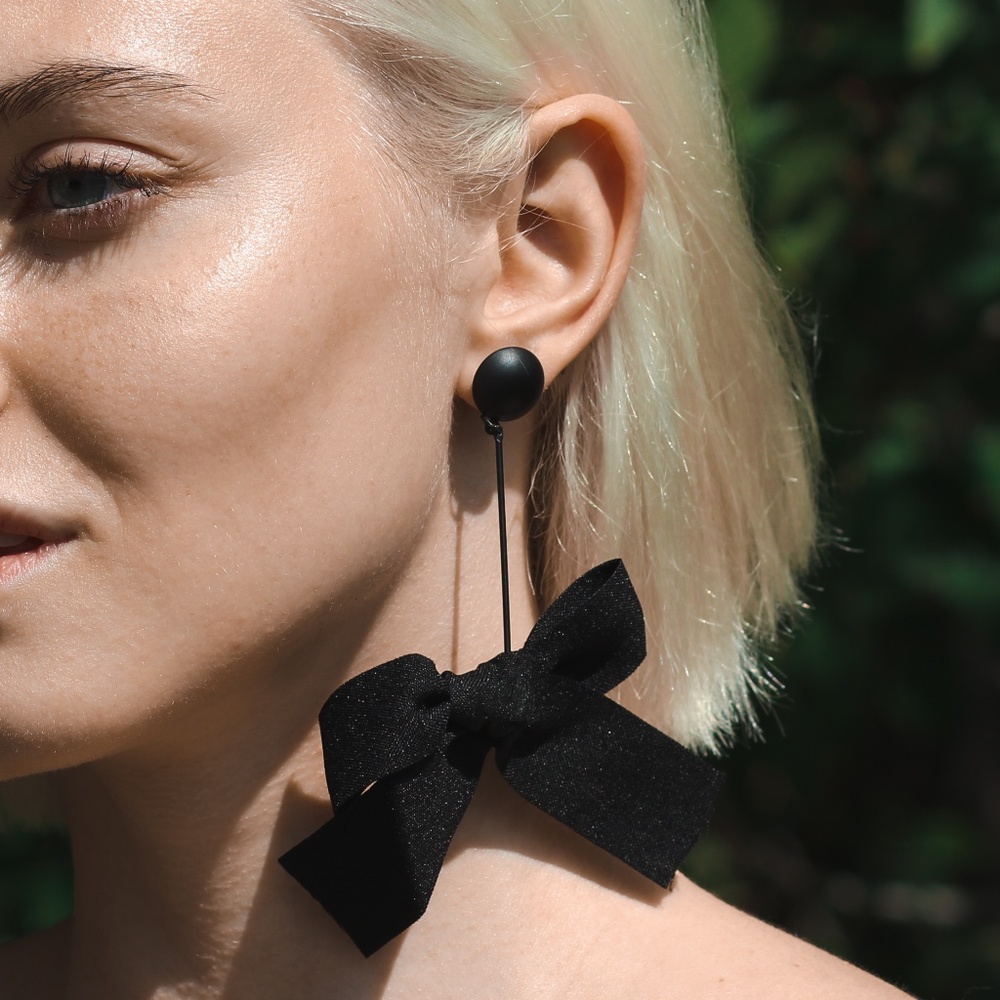 Black Bow Dangle Earrings
